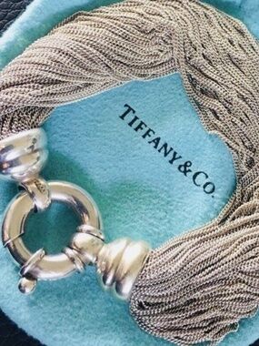 Tiffany & Co. Sterling Silver 8" Multi Strand Chain Mesh Bracelet